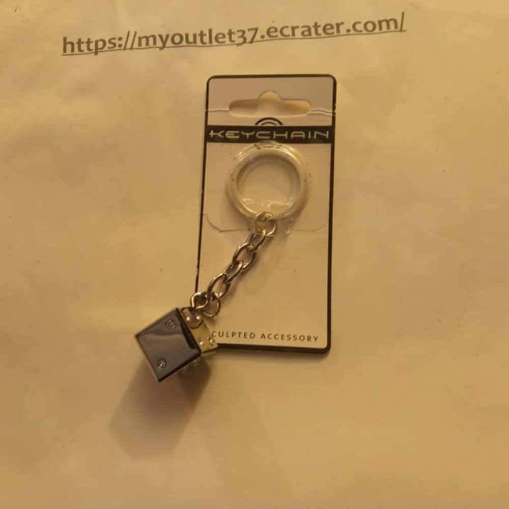 Rhinestone Jeweled Chrome Dice - Key Chain - Brand New